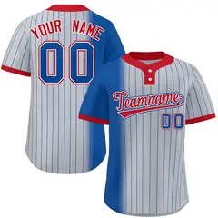 Royal Gray-Red Gradient Stripe Two-Button Softball Jersey
