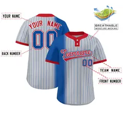 Royal Gray-Red Gradient Stripe Two-Button Softball Jersey 2
