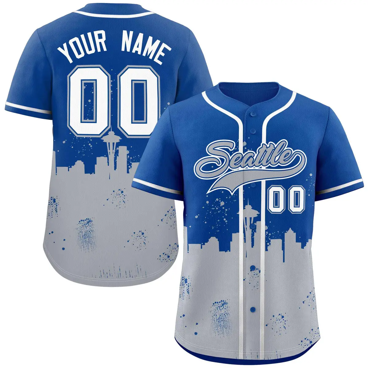 Royal Gray Seattle City Nightscape Authentic Baseball Jersey