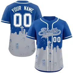 Royal Gray Seattle City Nightscape Authentic Baseball Jersey