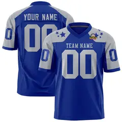 Royal Gray Shoulder Star Pattern Flag Football Jersey 1