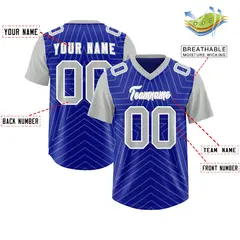 Royal Gray Star Pattern Raglan Sleeves Football Jersey 2