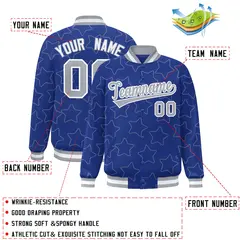 Royal Gray Star Pattern Varsity Letterman Baseball Jacket 2