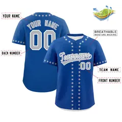 Royal Gray Star Ribbing Authentic Baseball Jersey 2