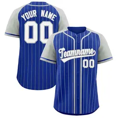 Royal Gray Stripe Raglan Sleeves Fashion Baseball Jersey 1