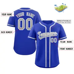 Royal Gray-White Classic Authentic Baseball Jersey 2