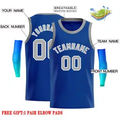 Royal Gray-White Classic Basketball Jersey 2