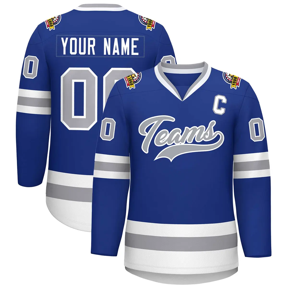 Royal Gray-White Classic Hockey Jersey