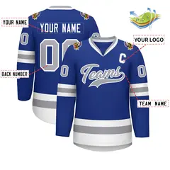 Royal Gray-White Classic Hockey Jersey 2