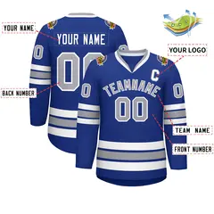 Royal Gray-White Classic Hockey Jersey 2