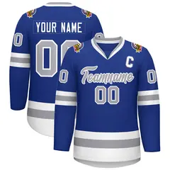 Royal Gray-White Classic Hockey Jersey 1