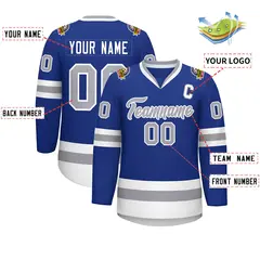 Royal Gray-White Classic Hockey Jersey 2