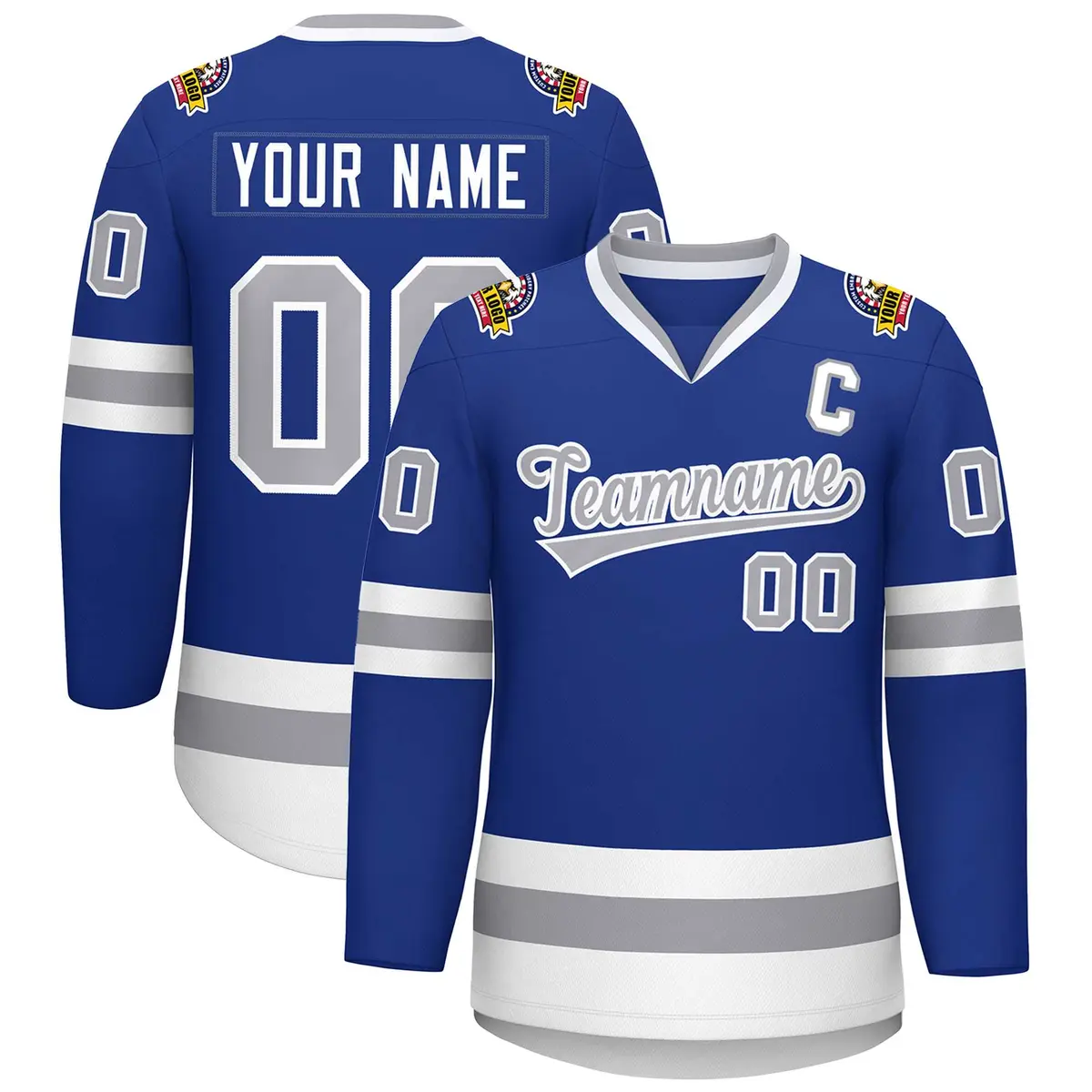 Royal Gray-White Classic Hockey Jersey