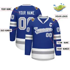 Royal Gray-White Classic Hockey Jersey 2