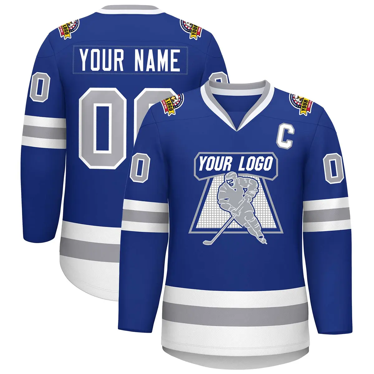Royal Gray-White Classic Hockey Jersey
