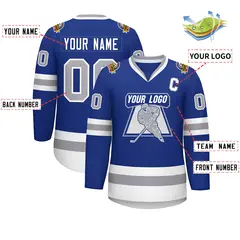 Royal Gray-White Classic Hockey Jersey 2