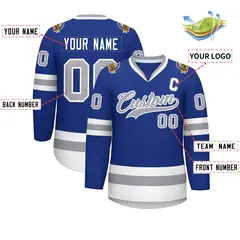 Royal Gray-White Classic Hockey Jersey 2