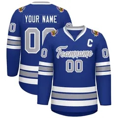 Royal Gray-White Classic Hockey Jersey 1