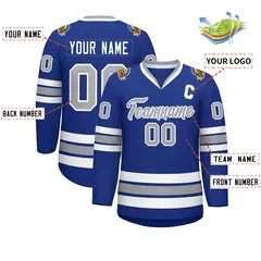 Royal Gray-White Classic Hockey Jersey 2