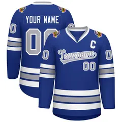 Royal Gray-White Classic Hockey Jersey 1