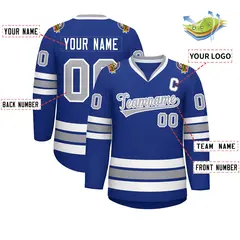 Royal Gray-White Classic Hockey Jersey 2
