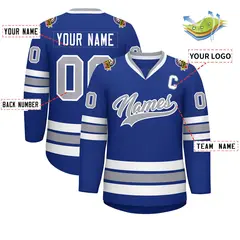 Royal Gray-White Classic Hockey Jersey 2