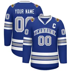 Royal Gray-White Classic Hockey Jersey 1