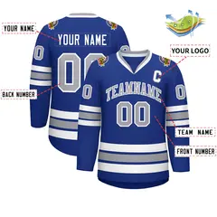 Royal Gray-White Classic Hockey Jersey 2