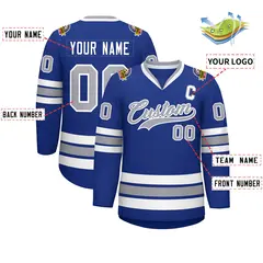 Royal Gray-White Classic Hockey Jersey 2