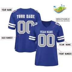 Royal Gray-White Classic Style Authentic Football Jersey 2