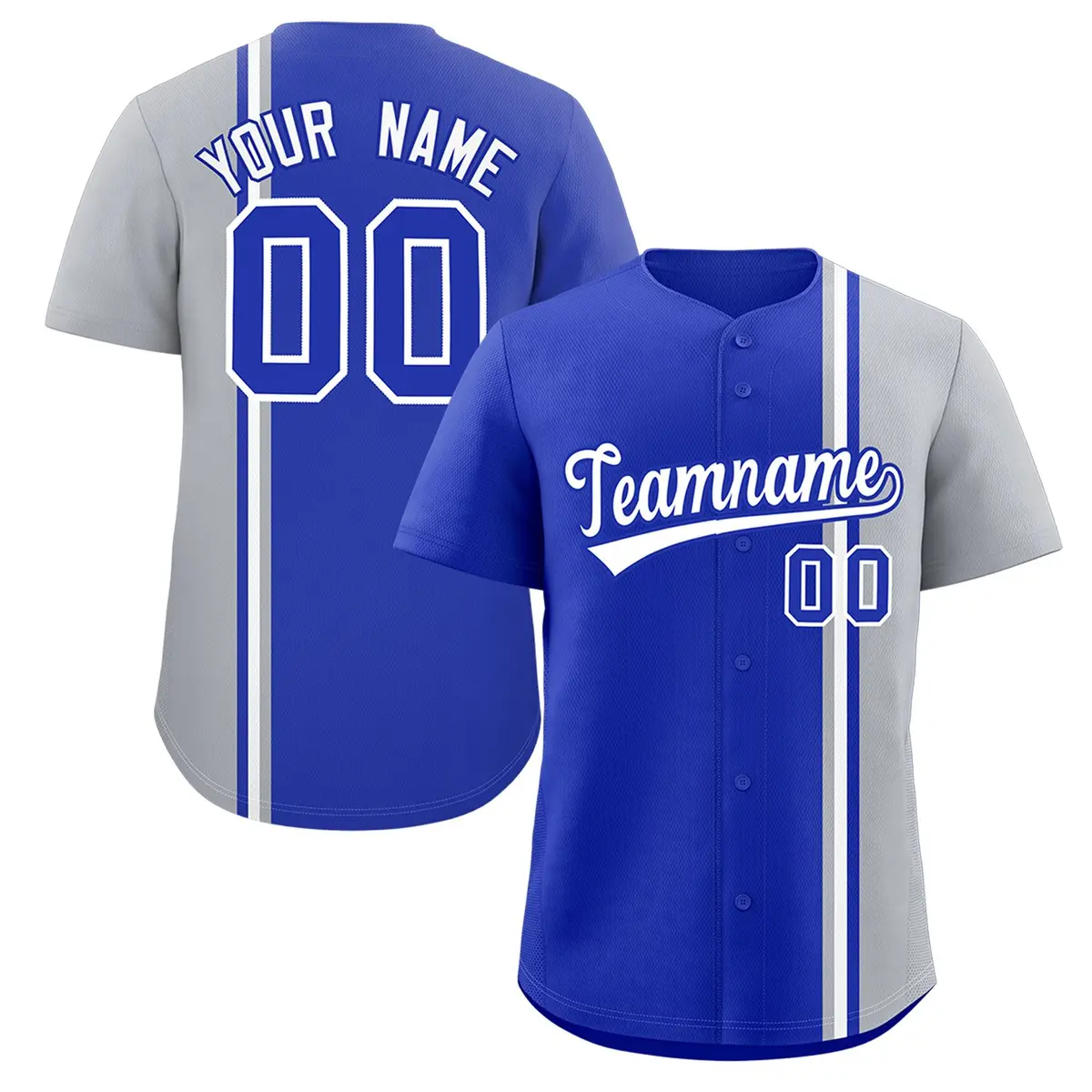 Royal Gray White Color Block Authentic Baseball Jersey