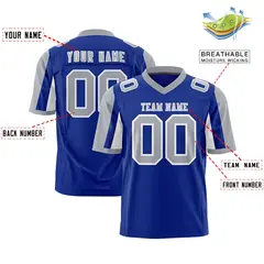 Royal Gray-White Color Block Raglan Sleeves Football Jersey 2