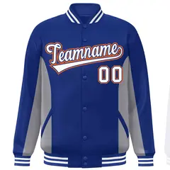 Royal Gray-White Color Block Varsity Letterman Baseball Jacket 3