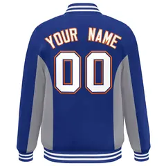 Royal Gray-White Color Block Varsity Letterman Baseball Jacket 4