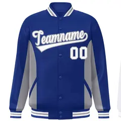 Royal Gray-White Color Block Varsity Letterman Baseball Jacket 3