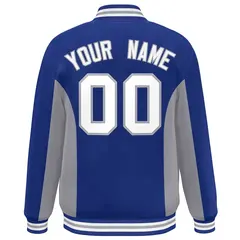 Royal Gray-White Color Block Varsity Letterman Baseball Jacket 4