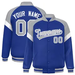 Royal Gray-White Color Block Varsity Letterman Jacket 1