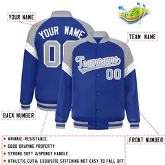 Royal Gray-White Color Block Varsity Letterman Jacket 2