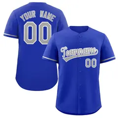 Royal Gray-White Solid Authentic Classic Baseball Jersey 1