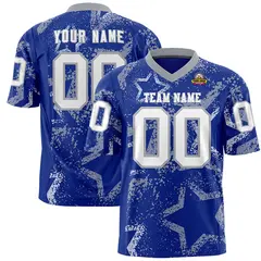 Royal Gray-White Star Graffiti Authentic Football Jersey 1