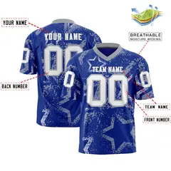 Royal Gray-White Star Graffiti Authentic Football Jersey 2