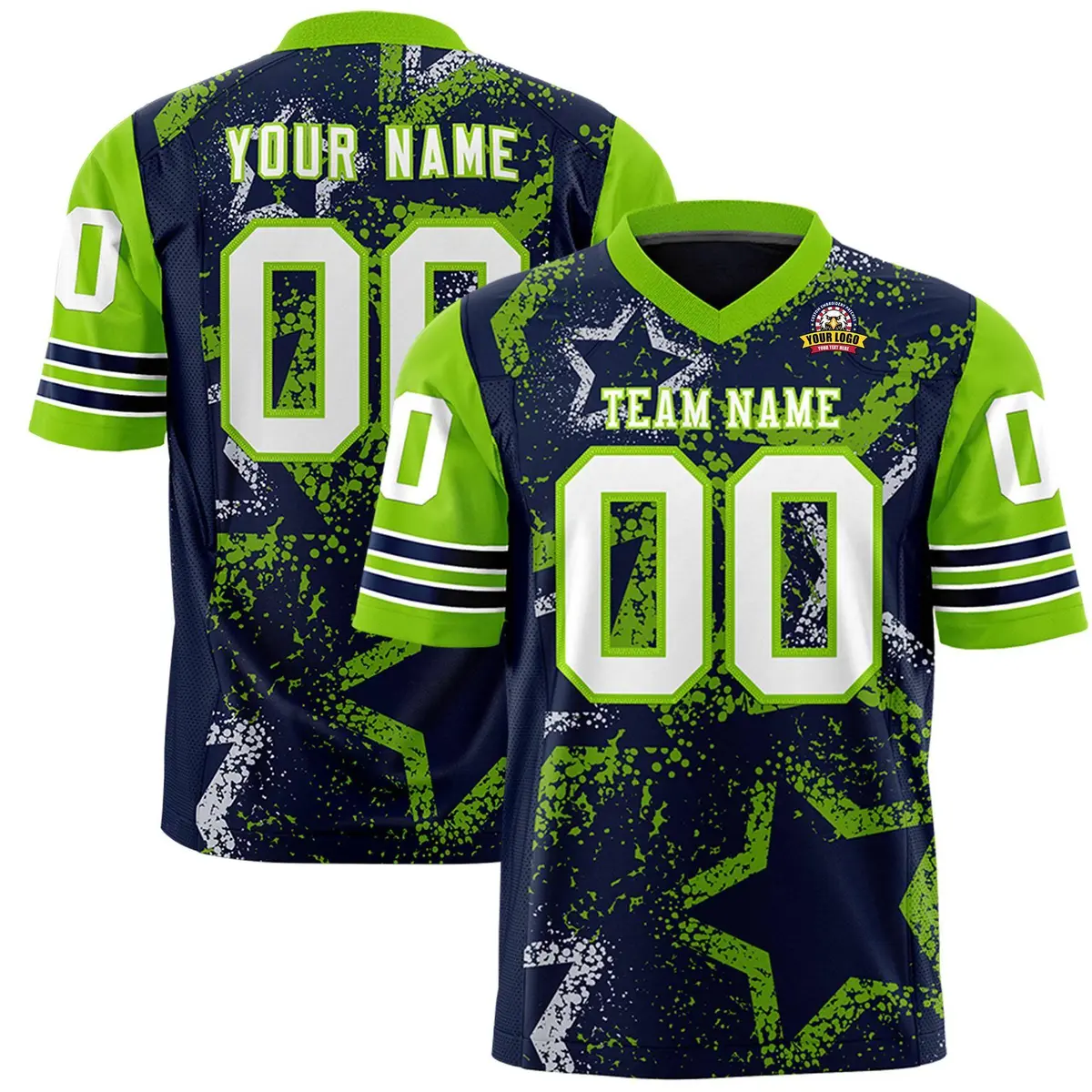 Royal Gray-White Star Pattern Authentic Football Jersey