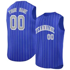 Royal Gray-White Striped Sleeveless Fashion Baseball Jersey