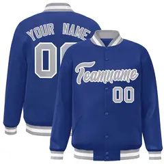Royal Gray-White Varsity Full-Snap Letterman Jacket