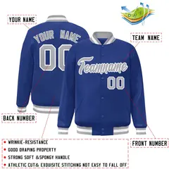 Royal Gray-White Varsity Full-Snap Letterman Jacket 2