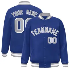 Royal Gray-White Varsity Full-Snap Letterman Jacket 1