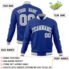 Royal Gray-White Varsity Full-Snap Letterman Jacket 4
