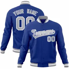 Royal Gray-White Varsity Full-Snap Letterman Jacket