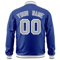 Royal Gray-White Varsity Full-Zip Letterman Bomber Jacket 4