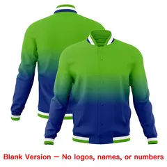 Royal Green Gradient Full-Snap Varsity Letterman Jacket 7